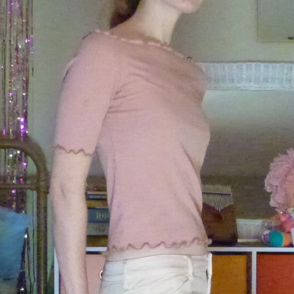 Lettuce Trim Dusty Rose Stretch Top